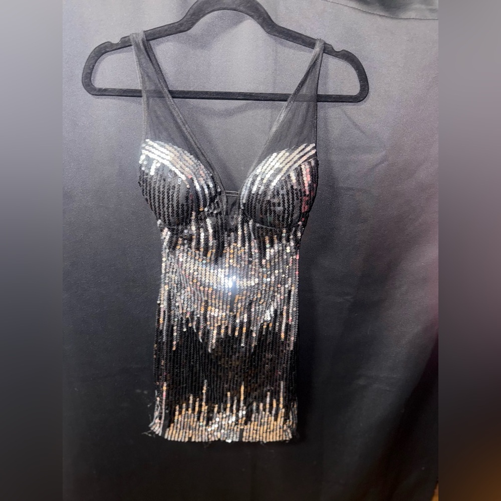 Ark & Co Black Sequin Slip Dress